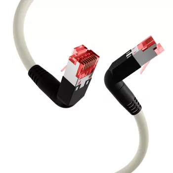 EFB Elektronik K4137GR.2 Καλώδιο patch Cat.6A S/FTP LSZH, Draka UC900 TM21, 2x90 μοίρες, 2 m, γκρι