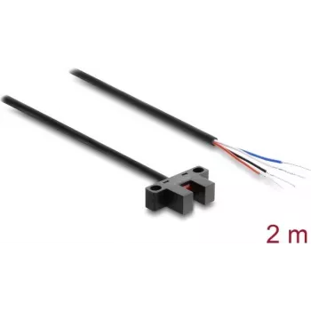 Delock 5 mm Φωτοκύτταρο διχάλας τύπου K με 4 ανοιχτά άκρα καλωδίου, NPN, φωτεινή/σκοτεινή λειτουργία, 2 m