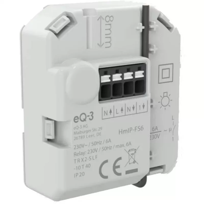 Homematic IP Εντοιχισμένος διακόπτης ρεύματος 6 A (συσκευασία 3 τεμ.)