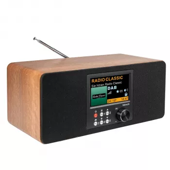 Albrecht DR 864 Stereo DAB+ FM ραδιόφωνο με Bluetooth, ξύλινο περίβλημα, 2x7W RMS, 2,4 ιντσών TFT έγχρωμη οθόνη, διπλό ξυπνητήρι, AUX-In, υποδοχή ακουστικών, λειτουργία φόρτισης USB, τηλεχειριστήριο