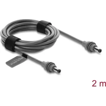 Delock καλώδιο τροφοδοσίας DC 5.5 x 2.1 mm αρσενικό σε DC 5.5 x 2.1 mm αρσενικό για Starlink Mini, 2 m γκρι