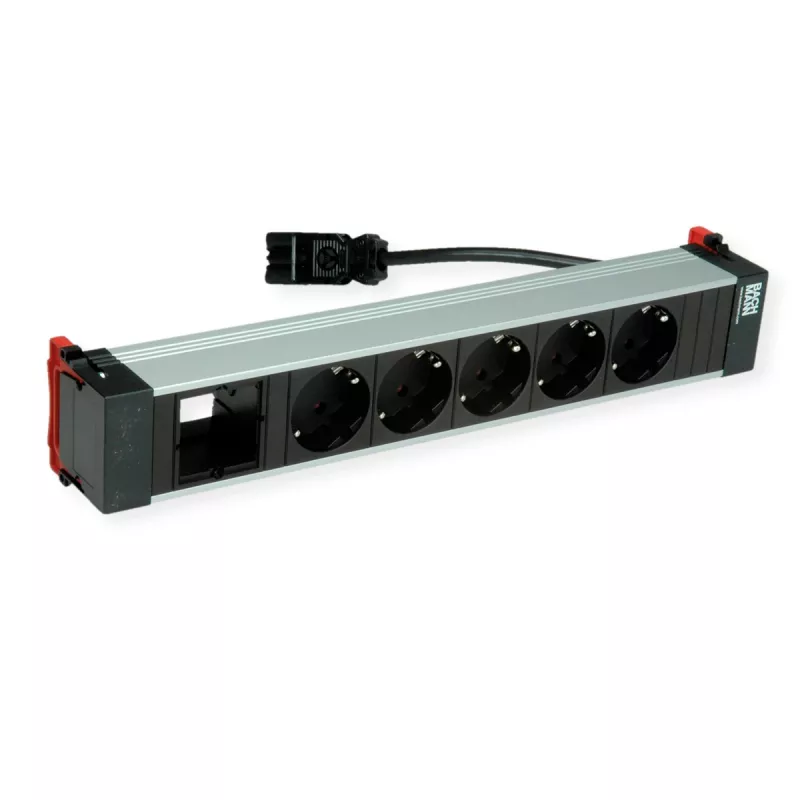 Bachmann POWER FRAME 5x πρίζα Schuko 1x υποδοχή μονάδας 0,2m GST18i3 μαύρο