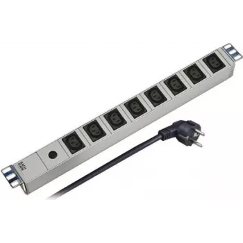 EFB Elektronik 691697 1U 19 ιντσών Rack-Mount PDU, 8x έξοδοι IEC C13, 10A, 250V, περίβλημα αλουμινίου, διακόπτης on/off