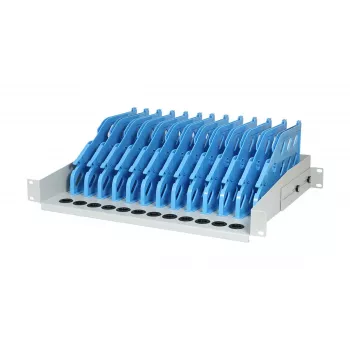 ALLNET Ράφι tablet για τοποθέτηση σε rack 19 ιντσών – Μεταλλική μονάδα φόρτισης και οργάνωσης 12 θέσεων για iPads, tablets, smartphones, 2U