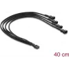 Delock καλώδιο διαχωριστή ανεμιστήρα 1 x 4 Pin PWM υποδοχή σε βύσμα + 3 x 4 Pin βύσμα (3 Pins συνδεδεμένα) με επένδυση καλωδίου 40 cm μαύρο