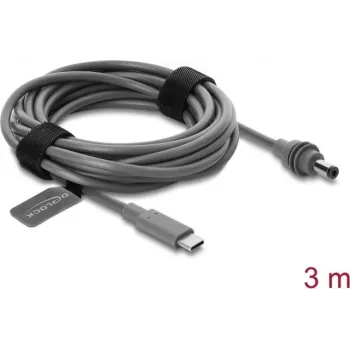 Delock USB Type-C™ σε DC 5,5 x 2,1 mm καλώδιο τροφοδοσίας για Starlink Mini, 3 m, γκρι