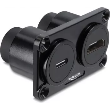 Delock Dual Panel Mount USB-C 10 Gbps PD 100 W + HDMI 4K υποδοχή σε βύσμα αντάπτορας