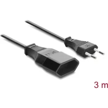 Delock καλώδιο επέκτασης Europlug CEE 7/16 βύσμα αρσενικό σε υποδοχή θηλυκή 2 x 0,75 mm², 3 m, μαύρο