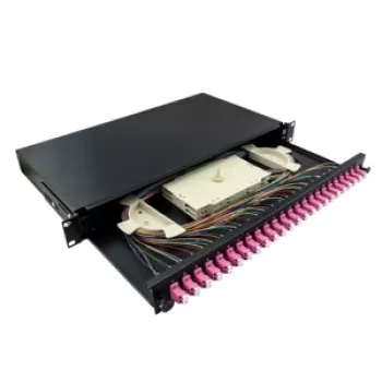 LogiLink 19 ίντσες 1U 24-Port LC Duplex OM4 Multimode κουτί συγκόλλησης patch panel, μαύρο
