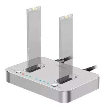 LogiLink USB 3.2 Gen2 σταθμός σύνδεσης, 2-Bay, για M.2 NVMe SSD, λειτουργία κλωνοποίησης