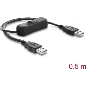 Delock καλώδιο τροφοδοσίας USB Type-A αρσενικό σε αρσενικό με διακόπτη 0,5 m