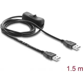 Delock καλώδιο τροφοδοσίας USB Type-A αρσενικό σε αρσενικό με διακόπτη 1,5 m