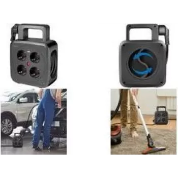 LogiLink LPS504 καρούλι καλωδίου με 4 πρίζες Schuko και 2 θύρες USB, καλώδιο 5m, μαύρο
