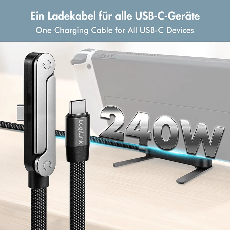 LogiLink Καλώδιο USB 2.0 Type-C C/M σε C/M 480 Mbps 240W Επίπεδο Μαύρο 1,5m