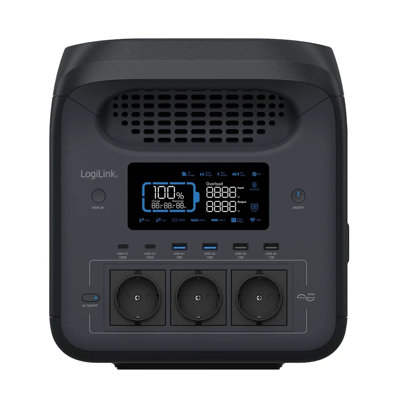 LogiLink PPS1800 φορητό powerstation, 1800 W, LiFePO4, συμβατό με Tuya