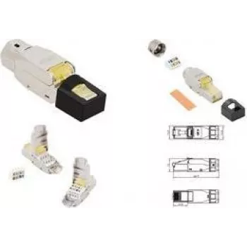 LogiLink MP0085 Βύσμα RJ45 Cat.8.1 για επιτόπια συναρμολόγηση, θωρακισμένο, εξαιρετικά κοντό