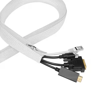 LogiLink Καλώδιο σωλήνα με φερμουάρ, πολυεστέρας, διάμετρος 50 mm, Λευκό, 2 m