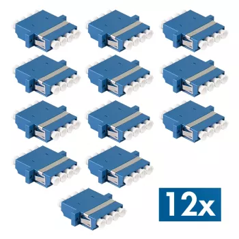 LogiLink Προσαρμογέας οπτικών ινών LC Quad, συσκευασία 12 τεμ., Μπλε, τοποθέτηση με φλάντζα, Singlemode