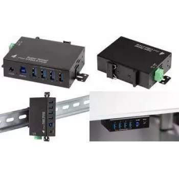 LogiLink USB 3.0 Industrial 4-Port μεταλλικό hub με τοποθέτηση σε ράγα DIN