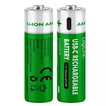 LogiLink LR03RCB2 USB-C επαναφορτιζόμενες μπαταρίες AAA Li-Ion, 1,5V, συσκευασία 2 τεμ.