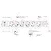 LogiLink πολύπριζο με 6 ασφαλείς πρίζες, USB-A & USB-C PD 20W, διακόπτης, 1,5 m, λευκό