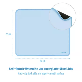 LogiLink mouse pad 220 x 250 mm μπλε - υφασμάτινη επιφάνεια, αντιολισθητική βάση από καουτσούκ