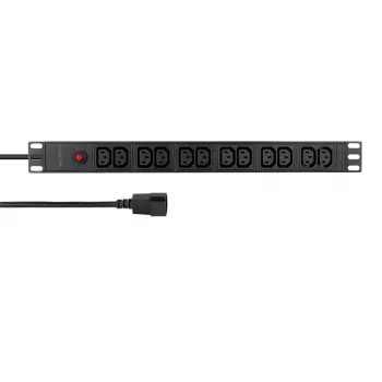 LogiLink 19 ιντσών 1U Rack-PDU με 12x υποδοχές IEC C13, 10A, με προστασία υπερφόρτωσης