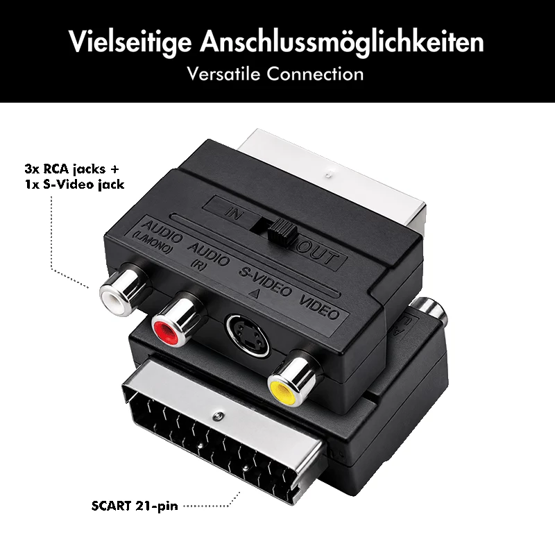 LogiLink προσαρμογέας SCART σε RCA/S-Video με διακόπτη, μαύρο