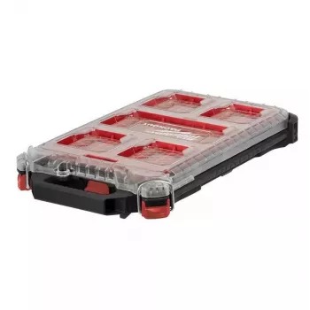 Milwaukee PACKOUT λεπτός οργανωτής Medium 8277387 - IP65 αδιάβροχο και ανθεκτικό στη σκόνη, 10 αφαιρούμενα δοχεία, διαφανές καπάκι πολυανθρακικού, μεταλλικά ενισχυμένα κλείστρα, κόκκινο/μαύρο