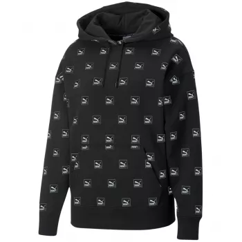 PUMA Brand Love AOP Hoodie FL Μαύρο 535706 01 Ανδρικό Relaxed Fit All-Over-Print Πουλόβερ