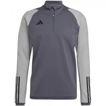 adidas Tiro 23 Competition ανδρικό αθλητικό τοπ προπόνησης Team Grey Four Slim Fit με μισό φερμουάρ μακρύ μανίκι AEROREADY ανακυκλωμένο πολυεστέρα HU1316