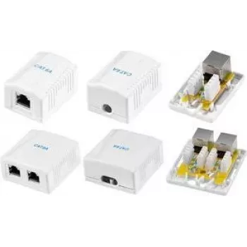 LogiLink NP0097 Cat.6A πρίζα επιτοίχια, 2x RJ45, θωρακισμένη, λευκή