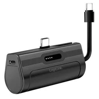 LogiLink φορητό power bank, LiPo, 4500 mAh, ενσωματωμένο βύσμα USB-C, μαύρο