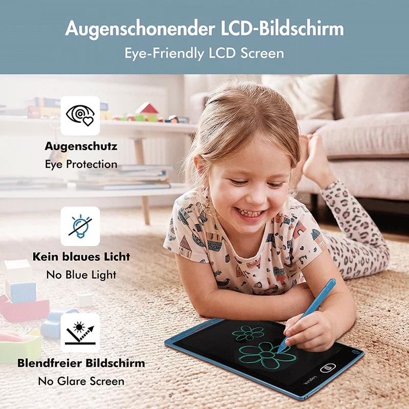 LogiLink LCD πινακίδα γραφής 8.5, μονόχρωμη, με 2 μαγνήτες, μπλε