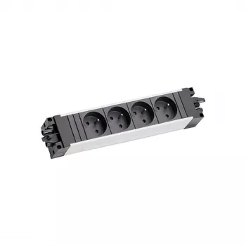 Bachmann STEP ALU 6x UTE GST18 France – πολύπριζο αλουμινίου 6 θέσεων με είσοδο GST18, 230V/16A, 3680W, ασημί/μαύρο