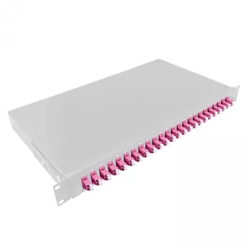 LogiLink F24LC4G 24-Port LC Duplex patch panel οπτικών ινών, 1U 19 inch τοποθέτηση σε rack, γκρι ατσάλι