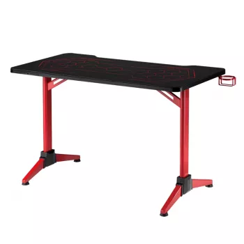 LogiLink γραφείο gaming, 120x60 cm, επιφάνεια από σκληρυμένο γυαλί με φωτισμό RGB, κόκκινο πλαίσιο