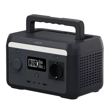 LogiLink φορητός σταθμός ενέργειας 300W μπαταρία LiFePO4, 288Wh καθαρό ημιτονοειδές κύμα, 60W USB-C PD, QC3.0, Solar Ready