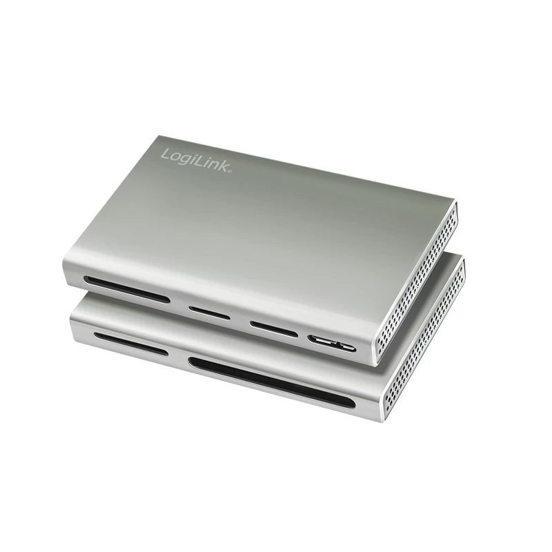 LogiLink USB 3.2 Gen1 5-in-1 αναγνώστης καρτών, μεταλλικό περίβλημα, ασημί