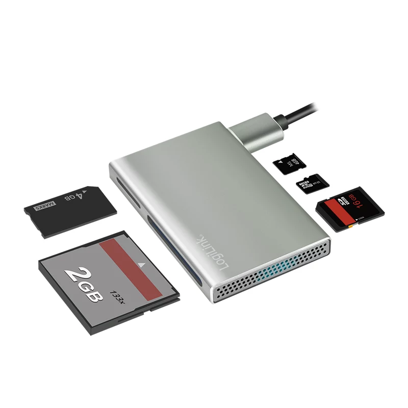 LogiLink USB 3.2 Gen1 5-in-1 αναγνώστης καρτών, μεταλλικό περίβλημα, ασημί