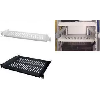 LogiLink ράφι rack 19 ιντσών σταθερό 1U, βάθος 300 mm, μαύρο RAL 9005, χάλυβας, έως 15 kg