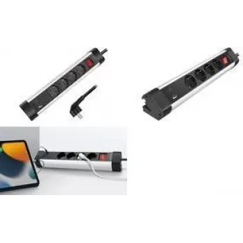 LogiLink LPS278U πολύπριζο γραφείου, 4 πρίζες AC, USB-A QC 3.0 & USB-C PD 3.0, καλώδιο 1,5 m, μαύρο/ασημί
