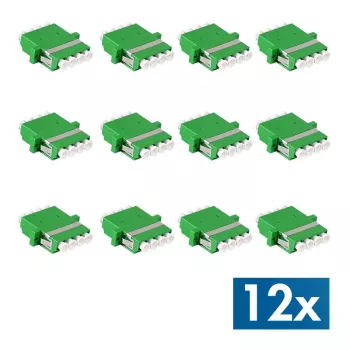 LogiLink σετ προσαρμογέων LC Quad οπτικών ινών, 12 τεμ., πράσινο, με φλάντζα, SC Duplex Breakout