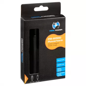 RealPower PB2000 mAh αλουμινένιο power bank, μαύρο