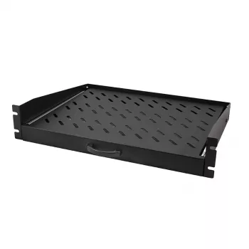 LogiLink Ράφι κονσόλας 19 ιντσών συρόμενο 2U, βάθος 350 mm, φόρτιση 30 kg, Μαύρο