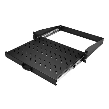 LogiLink Ράφι κονσόλας 19 ιντσών συρόμενο 2U, βάθος 350 mm, φόρτιση 30 kg, Μαύρο