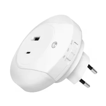 LogiLink Νυχτερινό φωτάκι LED με αισθητήρα λυκόφωτος, 1x USB-A & 1x USB-C, συνολική ισχύς 18W