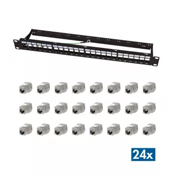 LogiLink Modular 24-Port Cat.6A Keystone Patch Panel, 19 ιντσών/1U, Μαύρο, EconLine