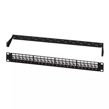 LogiLink Modular 24-Port Cat.6A Keystone Patch Panel, 19 ιντσών/1U, Μαύρο, EconLine