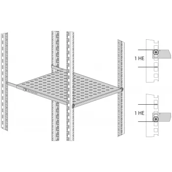 EFB Elektronik ραφιέρα rack σταθερή 19 ιντσών 0,5U, φορτίο 70 kg, βάθος 750-850 mm, βαθύ μαύρο (RAL 9005)